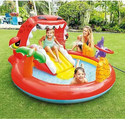 Swimming Pool Happy Dino Inflatable Paddling Water Dinosaur Garden Play Center • £74.95