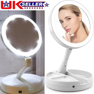 10x Magnifying Portable Folding Make Up Mirror With LED Light Bathroom Shaving • £7.99