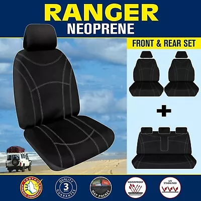 Ford Ranger PX All Badges Dual 2015-2022 Custom Neoprene FRONT & REAR Seat Cover • $309