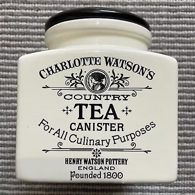 Charlotte Watson Country Tea Canister By Henry Watson Pottery White & Black • £19.95