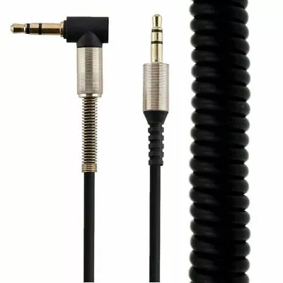 Long Coiled 3.5mm Male To Male Audio Stereo Cable Headset Headphone Car AUX Wire • £5.84