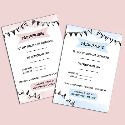 £6.16 • Buy Patent Certificate Sponsor Letter Set Of 2 For Godfather's Uncle And Patentant DIN A4 Baptism