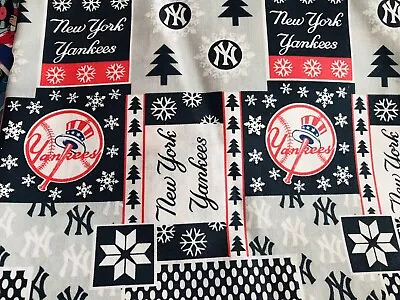 Rare!!! MLB NEW YORK YANKEES Christmas Fabric FQ 18”x21” • $5.99