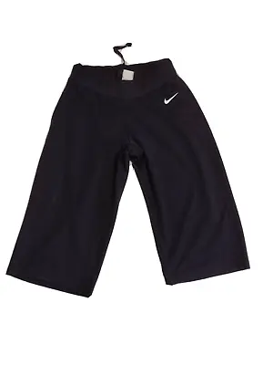 £24.51 • Buy Nike Cropped Leggings Womens Size Small Black Drawstring Swoosh Capri Elastic 