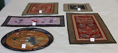 Lot Of 5 Vintage / Antique Chinese Silk Embroideries Dun Huang • $135