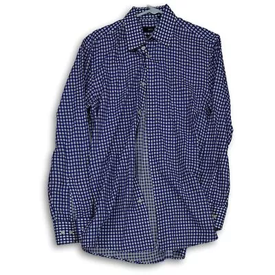 Hugo Boss Mens Blue White Plaid Long Sleeve Sharp Fit Dress Shirt Size 15.5 • $19.99