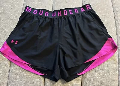 Under Armour Womens Black/Hot Pink Pink Plus Size Play Up Shorts Size 1X - EUC! • $7