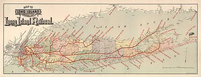 1895 Long Island Railroad Map Wall Art Poster Vintage History Home School Office • $13.95