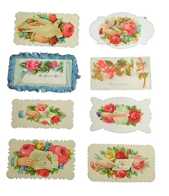 Antique Victorian Calling Cards Embossed Die Cut Floral Birds Lot Of 8 Vintage A • $12.99