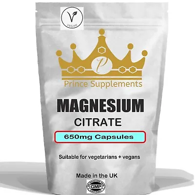 Magnesium Citrate  Capsules 650 Mg  Super Strong Fatigue Bone Health Muscle • £4.99