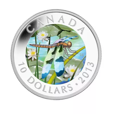 2013 $10 Fine Silver Coin Twelve-spotted Skimmer Dragonfly • $58.12