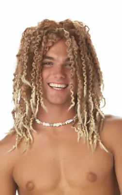 Men's Surfer Dude Dreadlocks Blonde Wig Beach Fancy Dress Costume Accessory • £22.99