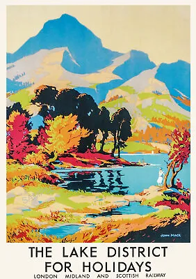 VINTAGE RAILWAY POSTER The Lake District Travel Wall Art PRINT A3 A4 • £5.99