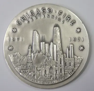 1971 Medallic Art Co Chicago Fire Centennial .999+ Silver Medal 2.5  137.4g • $210