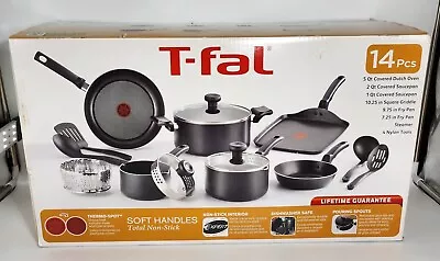 T-fal Thermo Spot Proglide Non-Stick Pouring Spouts Cookware 14 Piece Set • $64.78