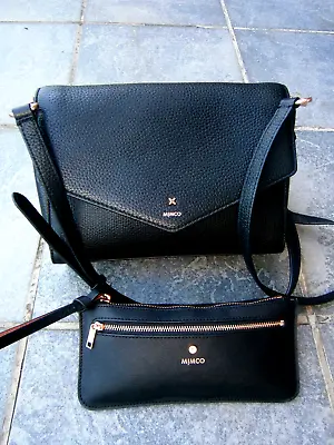 $102.50 • Buy 2 Mimco Crossbody Leather  Black Bag & New Mimco Saffiano Leather Black Wristlet