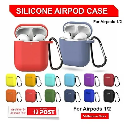 $3.45 • Buy For Apple Airpods 1 2 Shockproof Silicon Gel Case Cover With Strap Holder AU