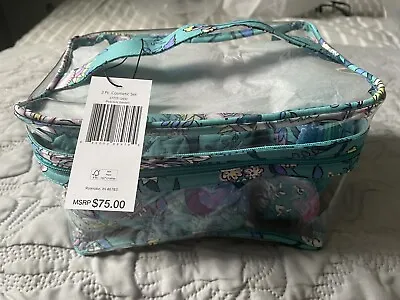 Vera Bradley 3 Pc Cosmetic Bag Makeup Case Set NWT Peacock Garden $75 Retail • $29.99