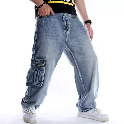 Multi-pocket Jeans Loose Hip Hop Big Code Street Dance Pants • £35.98