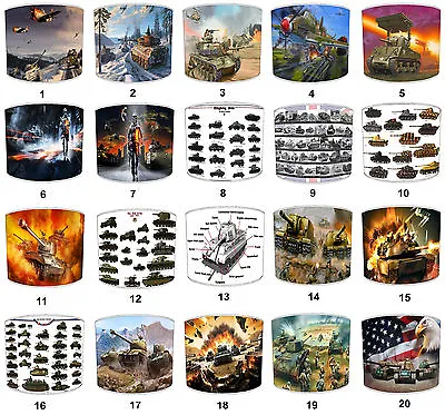 Military Army Tanks Lamp Shades Ideal To Match Decorative Quilts & Bedspreads • $36.64