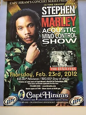 Miller Lite Capt Hirams Stephen Marley Acoustic Mid Control Show Poster 2012 • $12