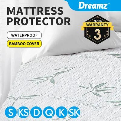 $29.99 • Buy DreamZ Mattress Protector Topper Waterproof Bed Cover Fully Fitted Bamboo Queen