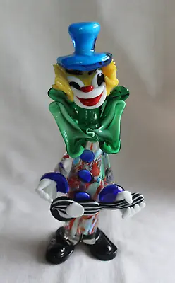 Vintage Murano Italian Glass Clown Musician With Guitar Figurine Read • $29.99