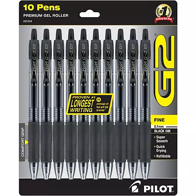 Pilot G2 Retractable Gel Ink Pens Fine Point Black Ink 10 Count New • $11.66