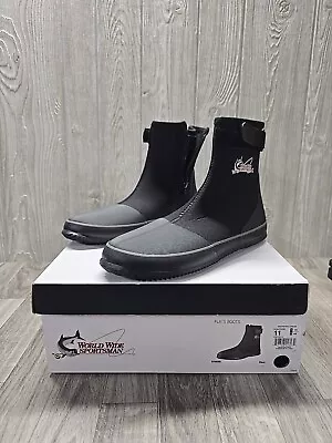 World Wide Sportsman Black Neoprene Wader Boot Shoe Size 11 Side Zip Rubber Bass • $29.99