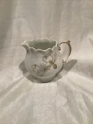 Limoges A. Lanternier Creamer Floral White W/ Gold Trim 4  Tall France • $15