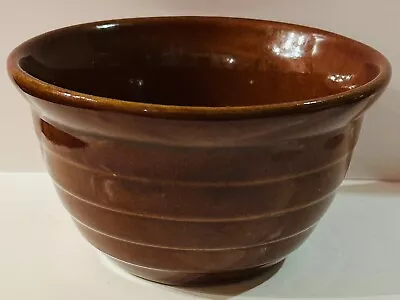 Maple Leaf Monmouth USA Pottery Stoneware 6” Brown Ribbed Bowl Vintage • $19.99