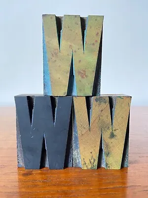 £6.99 • Buy Letter W - 3 AVAILABLE - 7 Cm - Vintage Wooden Letterpress Printers Block Type