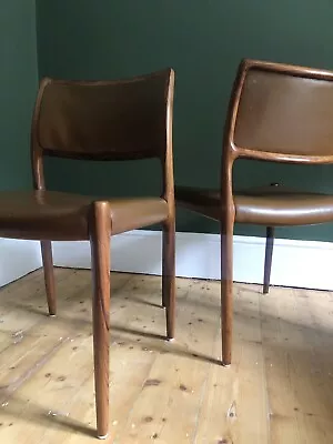 Mid Century Danish Model 80 Rosewood Chairs By Niels Otto Møller • £725