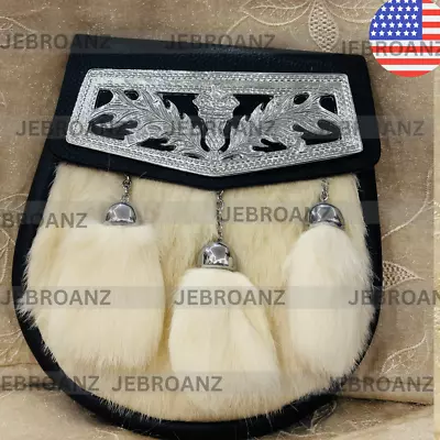 Scottish Kilt Sporran Celtic Cantle Rabbit Fur  Sporran Highlandwear For Kilts • $24.99