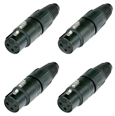 4 Pack NEUTRIK NC3FX-B 3-Pin XLR Female Cable Mount Connector - Black Shell Gold • $24.50