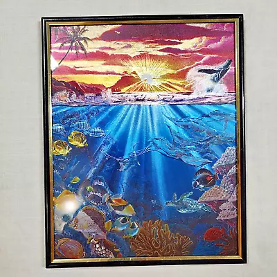 Vintage Framed Metallic Chromatic Ocean Scene Sea Life Fish Print 8 X10  • $14.84