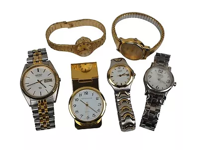 Lot Of 6 Vintage Wrist Watches Money Clip Longines Seiko Tissot Levenger • $140