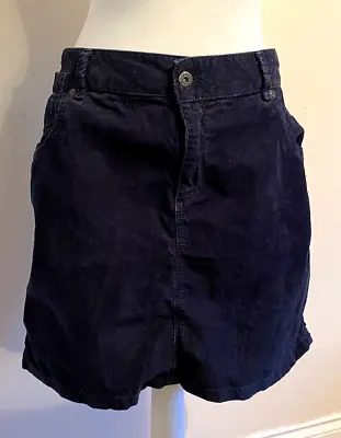 M&S Women's Corduroy Skirt Size 18 Navy Blue Short • £8.50