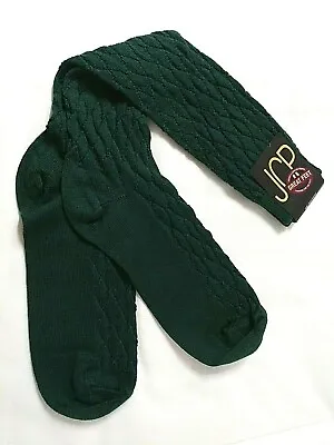 Vtg NWT Hunter Green Diamond Knit COTTON BLEND Knee High Socks School Girl 9-11 • $28.49