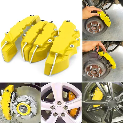 Yellow 3D Style Front+Rear Car Disc Brake Caliper Cover Parts Brake Universal • $33.95