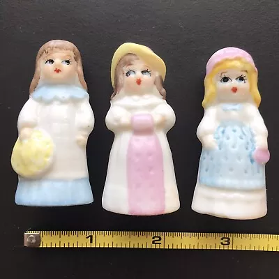 3 Hand Painted Ladies -  MSR Imports Figurines Mini Bone China - Thimble Style • $9.99