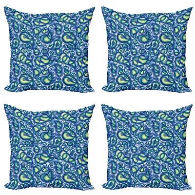 Paisley Pillow Cushion Set Of 4 Raindrops Inspired Art • £22.99