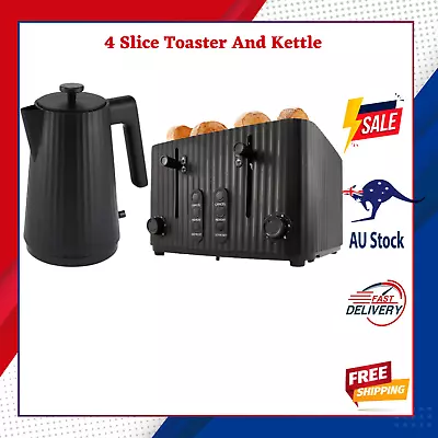 $56.65 • Buy 4 Slice Toaster And Kettle Set Stainless Steel Electric Kitchen Combo