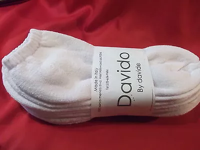 Davido Mens Socks Ankle 100% Cotton Made In Italy Black Or White 4 Pairs Causal  • $11.50