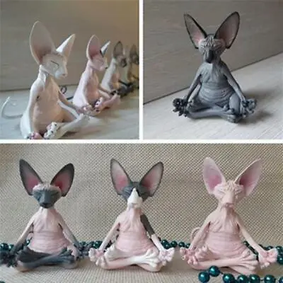 Cat Meditate Collectible Figurines Miniature Handmade Decor Animals Figure T_`h • $8.20