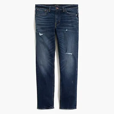 J. Crew Mercantile Men's Straight Fit Flex Jeans Size 32 X 34 NWT Destroyed Blue • $12.49