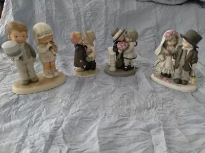 Set Of 4 Enesco Promises Of Love Endures Bride Groom Loving You 1988 1997 1998 • $40