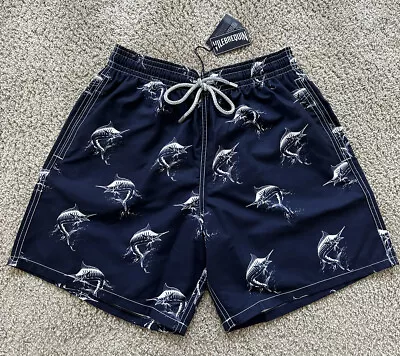 NWT 100% Authentic Vilebrequin MOOREA Swim Trunks - NAVY BLUE - L - MEN -LARGE • $125