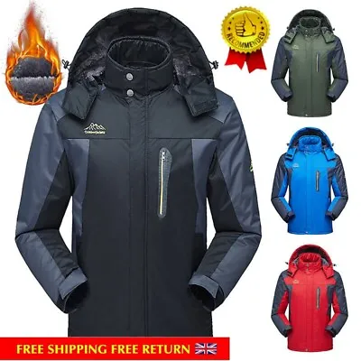 Winter Mens Fleece Lined Jacket Waterproof Warm Mountain Jackets Windproof Coats • £19.59