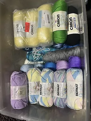 HUGE Acrylic Fiber Mainly Caron Simply Soft Mixed Color Yarn Lot! • $38.50